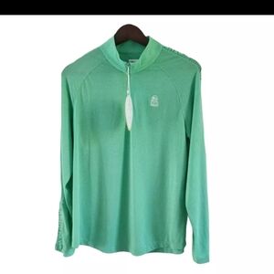 Greg Norman Solor Green XP UPF 15+ Quarter Zip Ruched Sleeves Golf Womens Size L